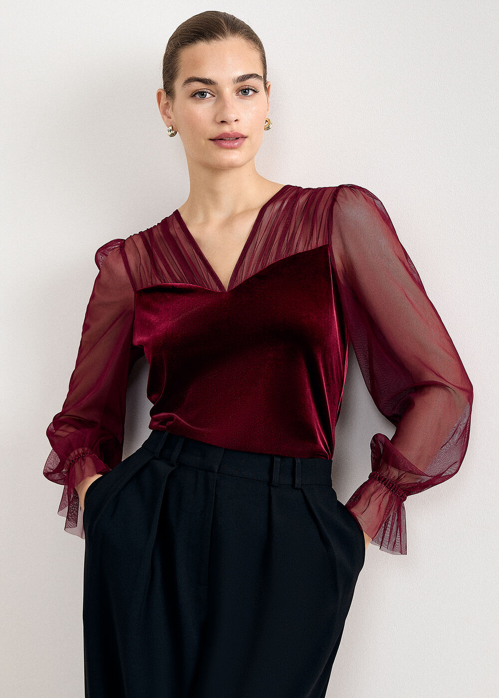 Cindy Velvet and Mesh Top