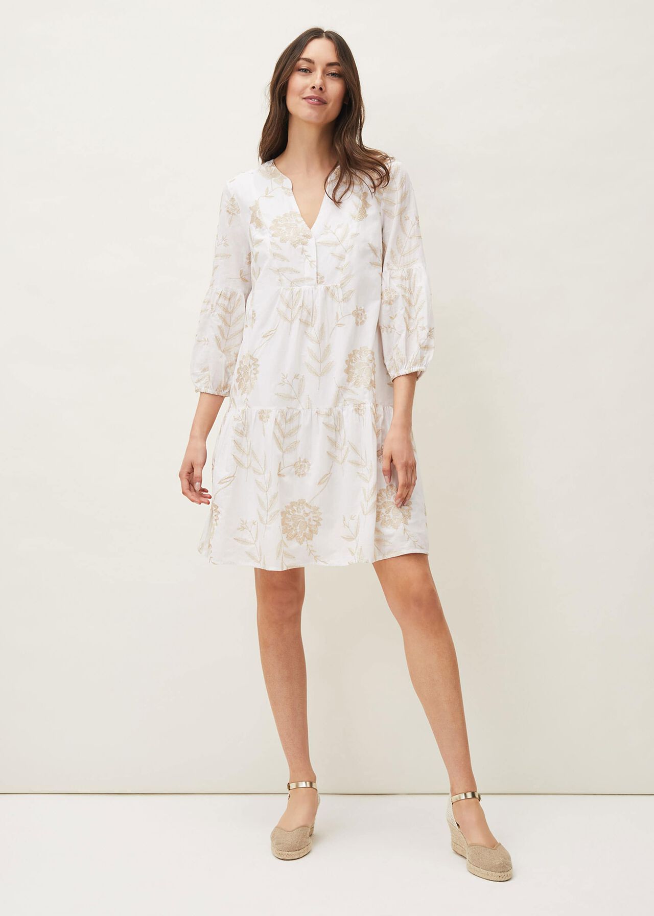 Gina Embroidered Cotton Swing Dress