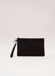 Suede Pleated Clutch Bag