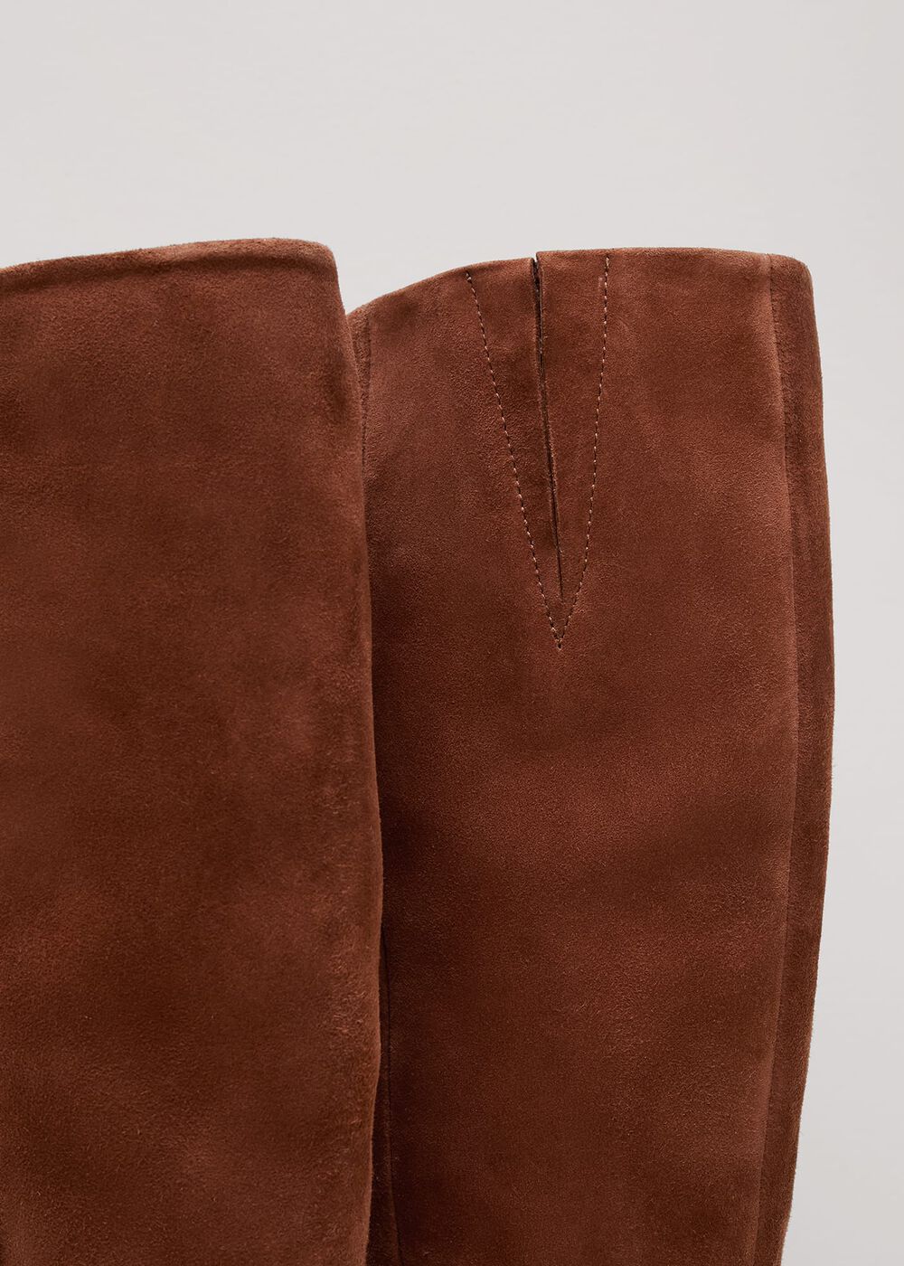 Tan Suede Block Heel Knee Boot