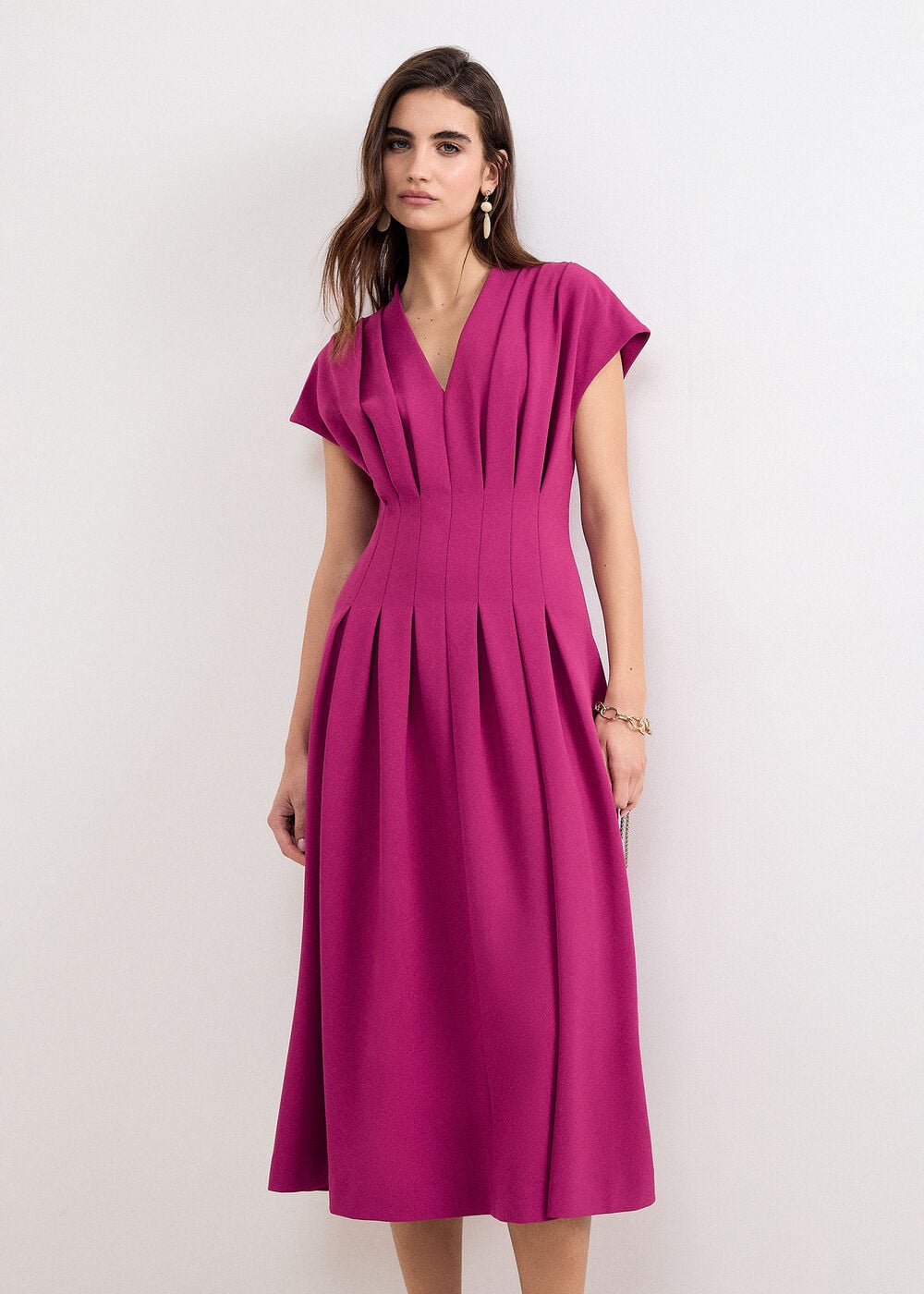 Hanna Pleated Cap Sleeve Dress