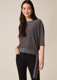 Harper Shimmer Side Tie Knit Top