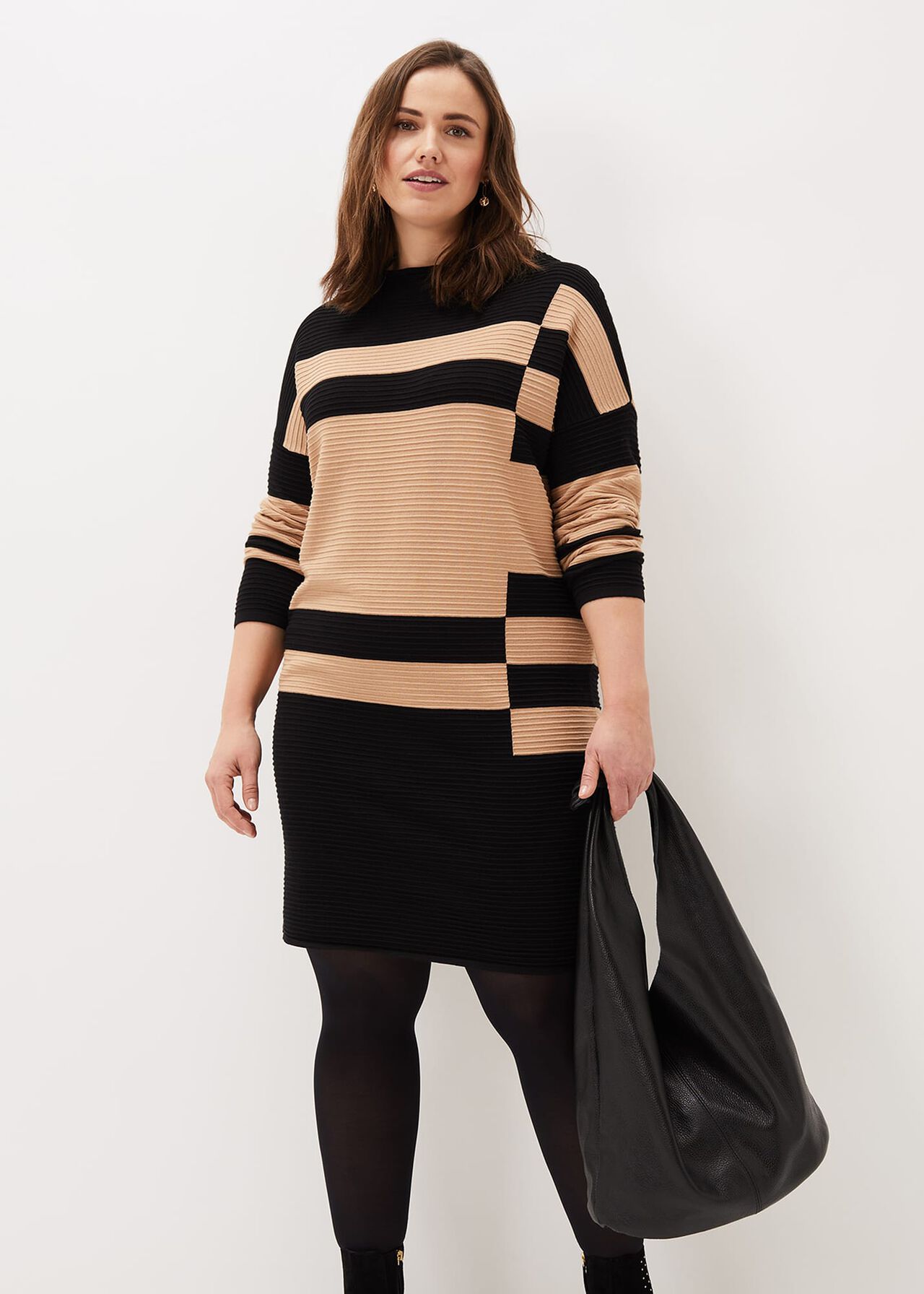 Azera Colourblock Textured Knit Dress