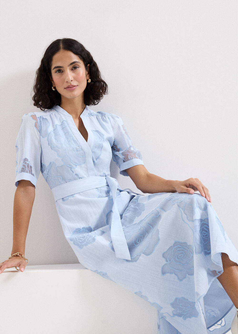 Queenie Blue Floral Swing Dress