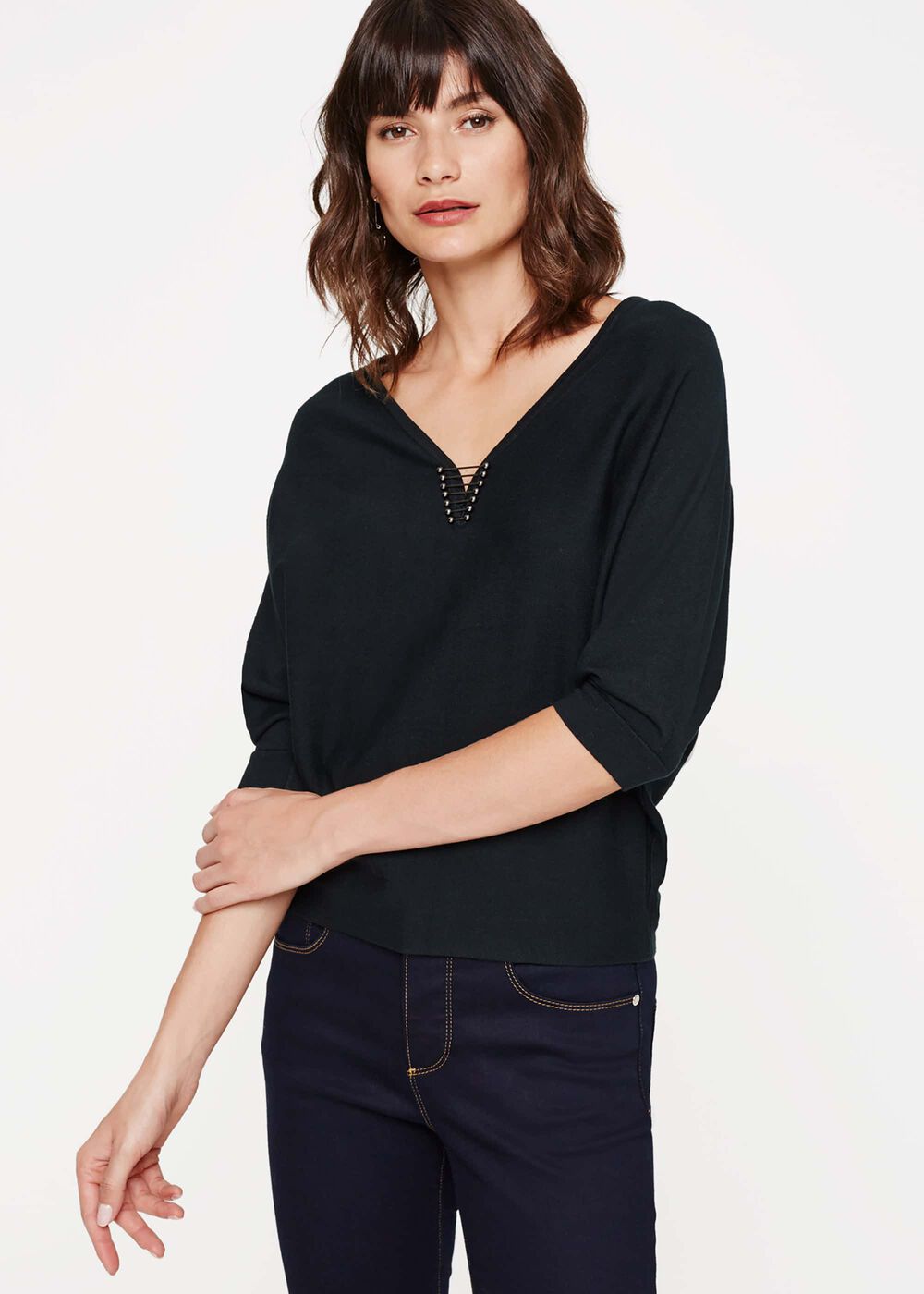 Cristine Metal Trim Knitted Top