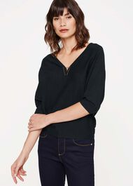 Cristine Metal Trim Knitted Top