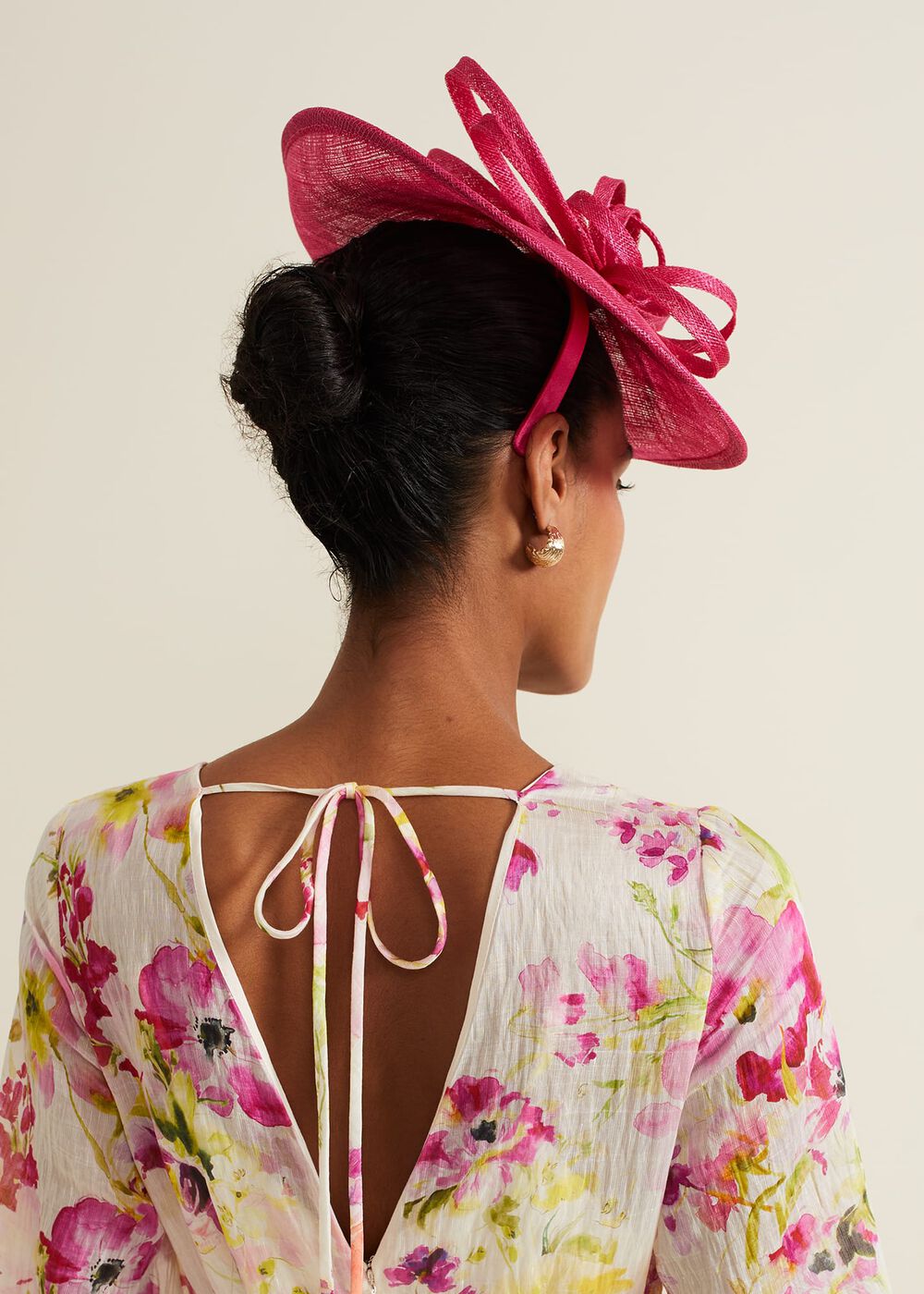 Pink Triple Twist Midi Disc Fascinator | Phase Eight UK | display picture 3