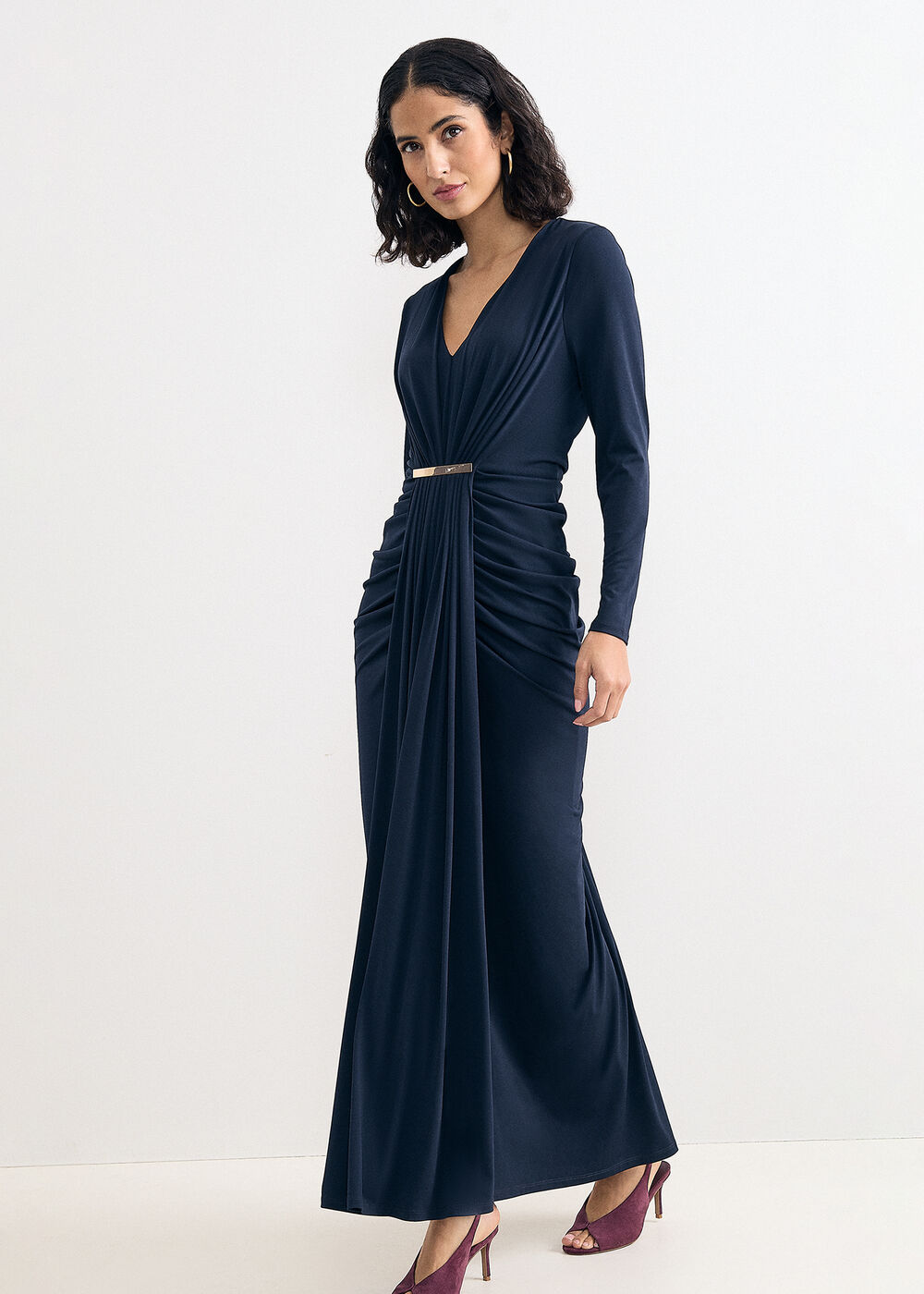 Katharine Long Sleeve Draped Maxi Dress