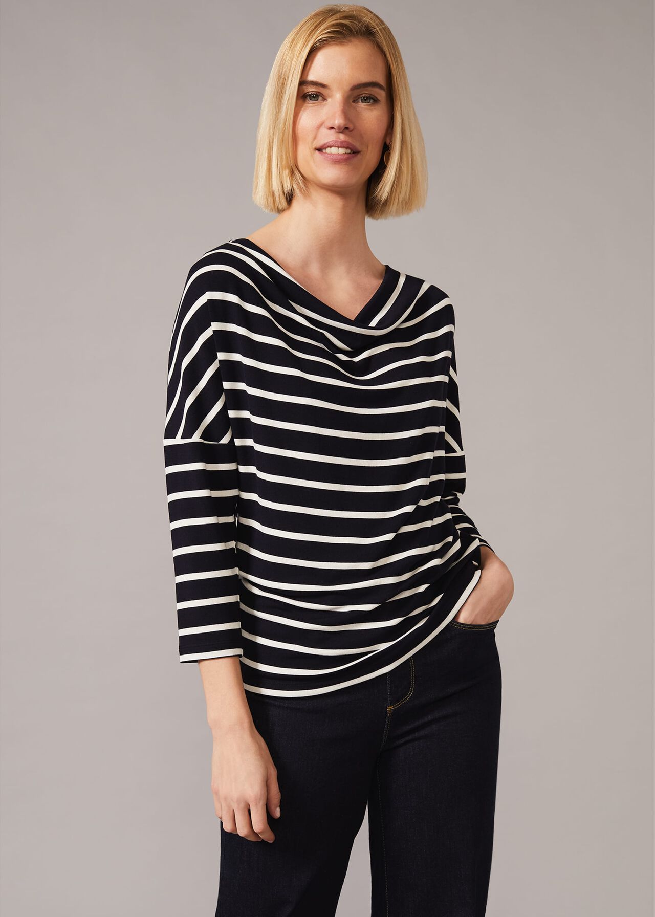 Mayu Stripe Cowl Neck Top