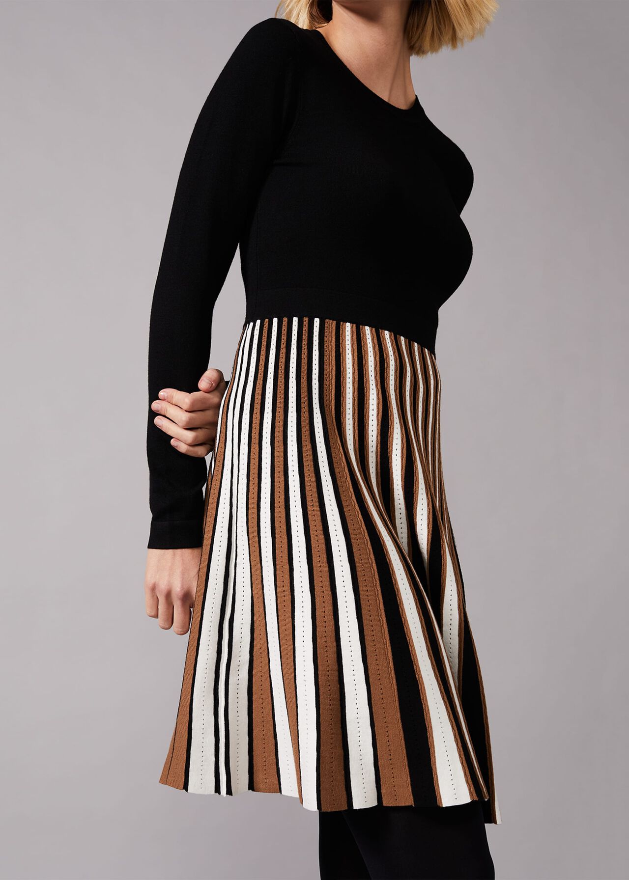 Eylsa Pleated Stripe Knit Dress