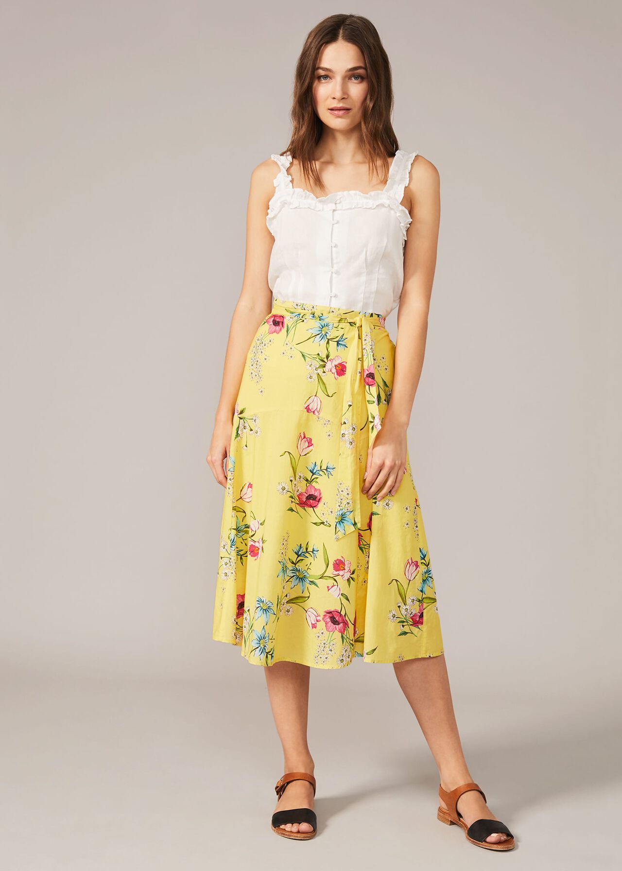 Louma Floral Cotton Midi Skirt
