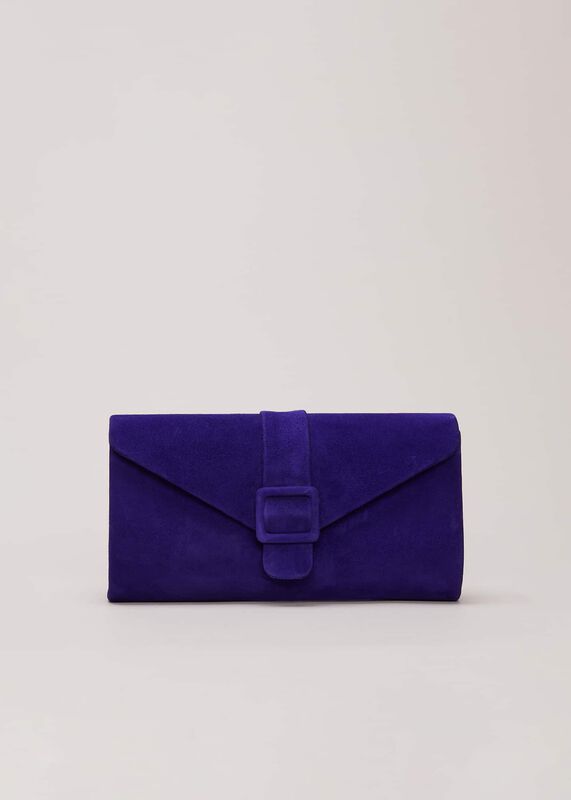 Blue Suede Clutch Bag