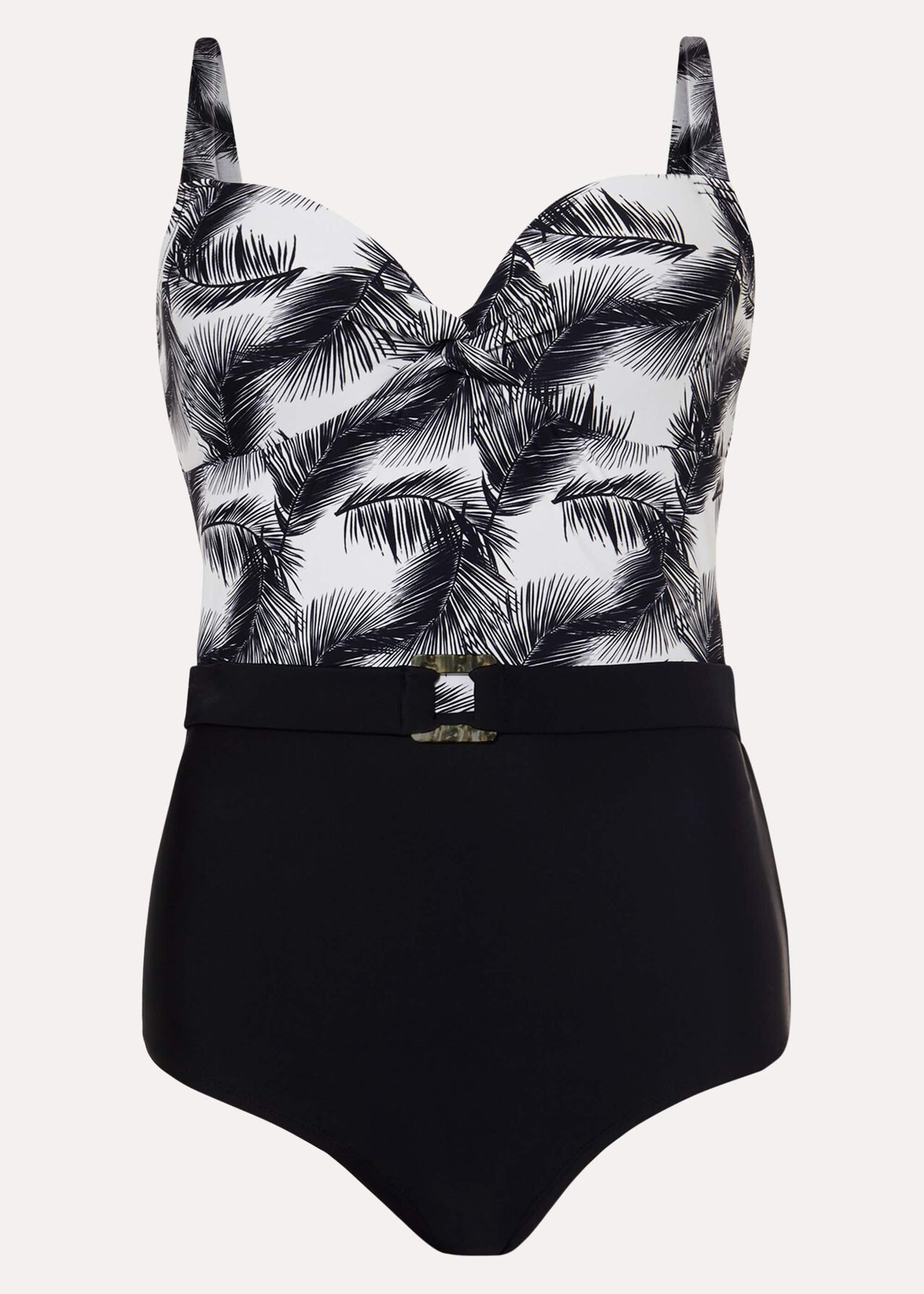 Palm Print Belted Swimsuit
