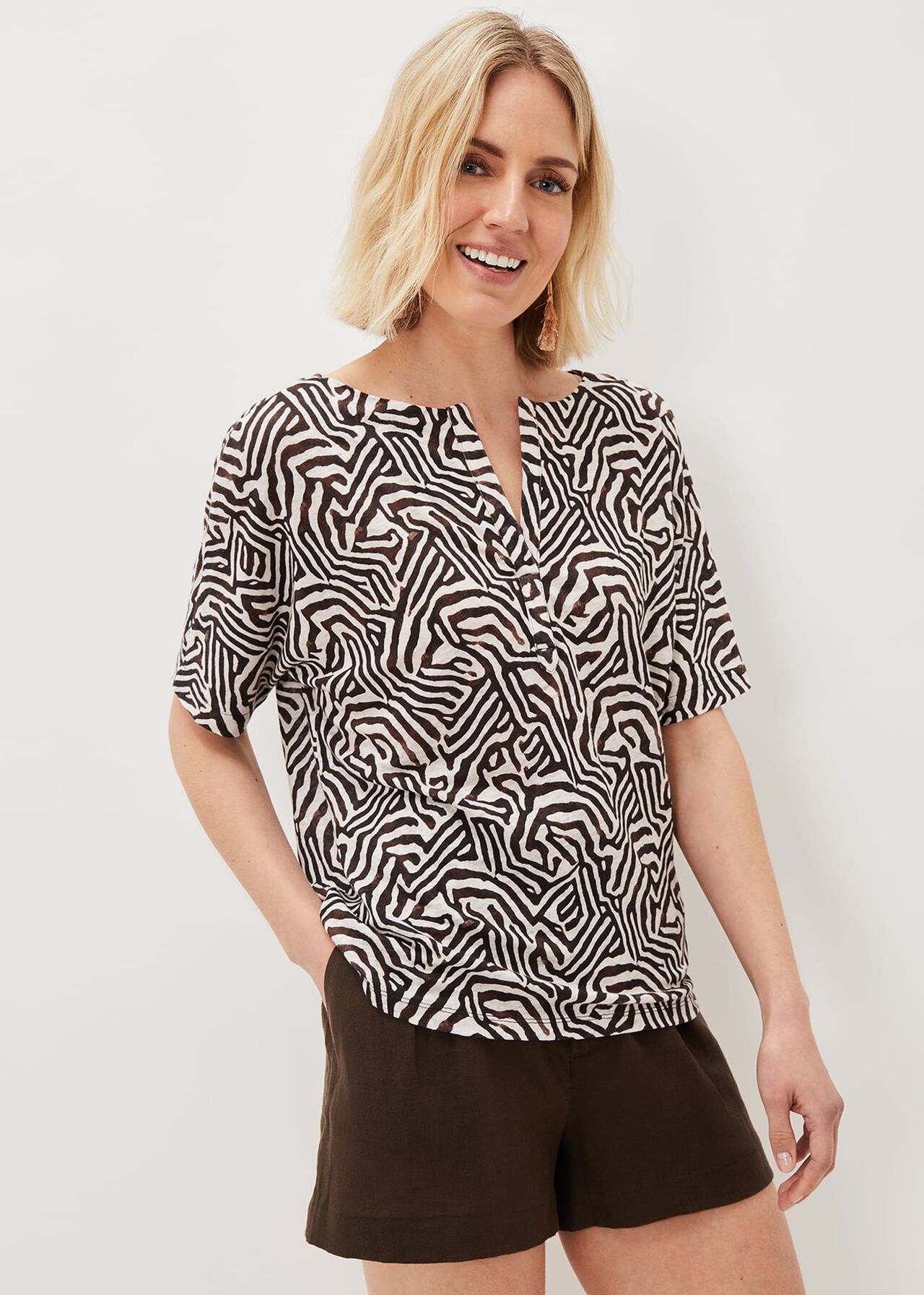 Isabelle Linen Zebra Print Top