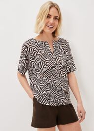 Isabelle Linen Zebra Print Top