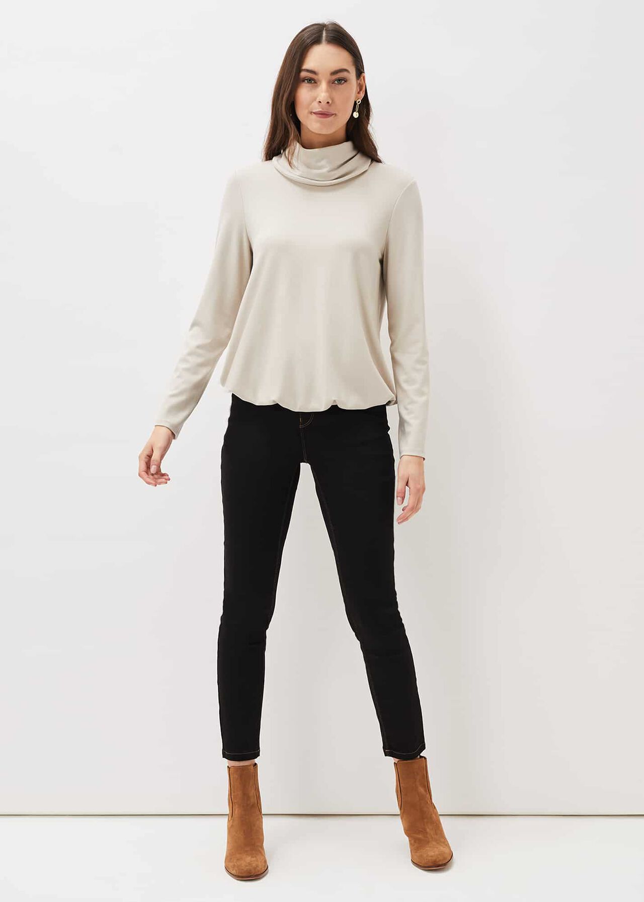 Elia Cowl Neck Blouson Top