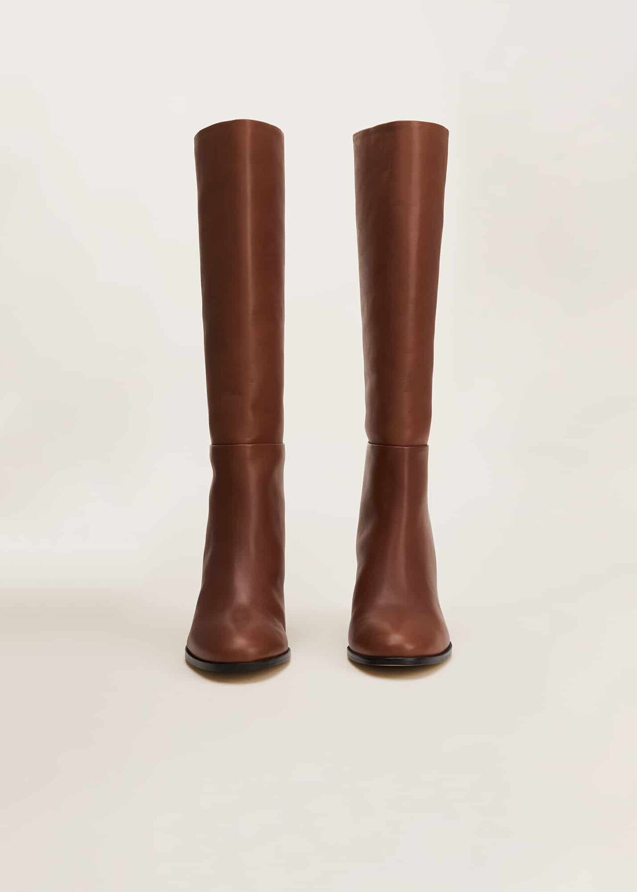 Jordan Tan Leather Long Knee Boots
