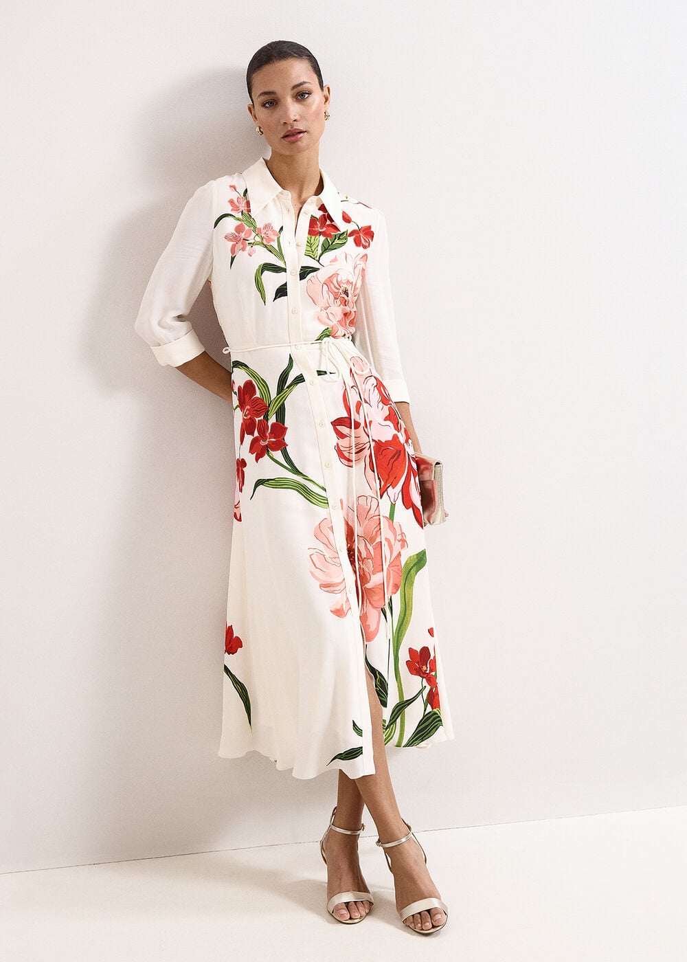 Anabella Floral Shirt Midi Dress