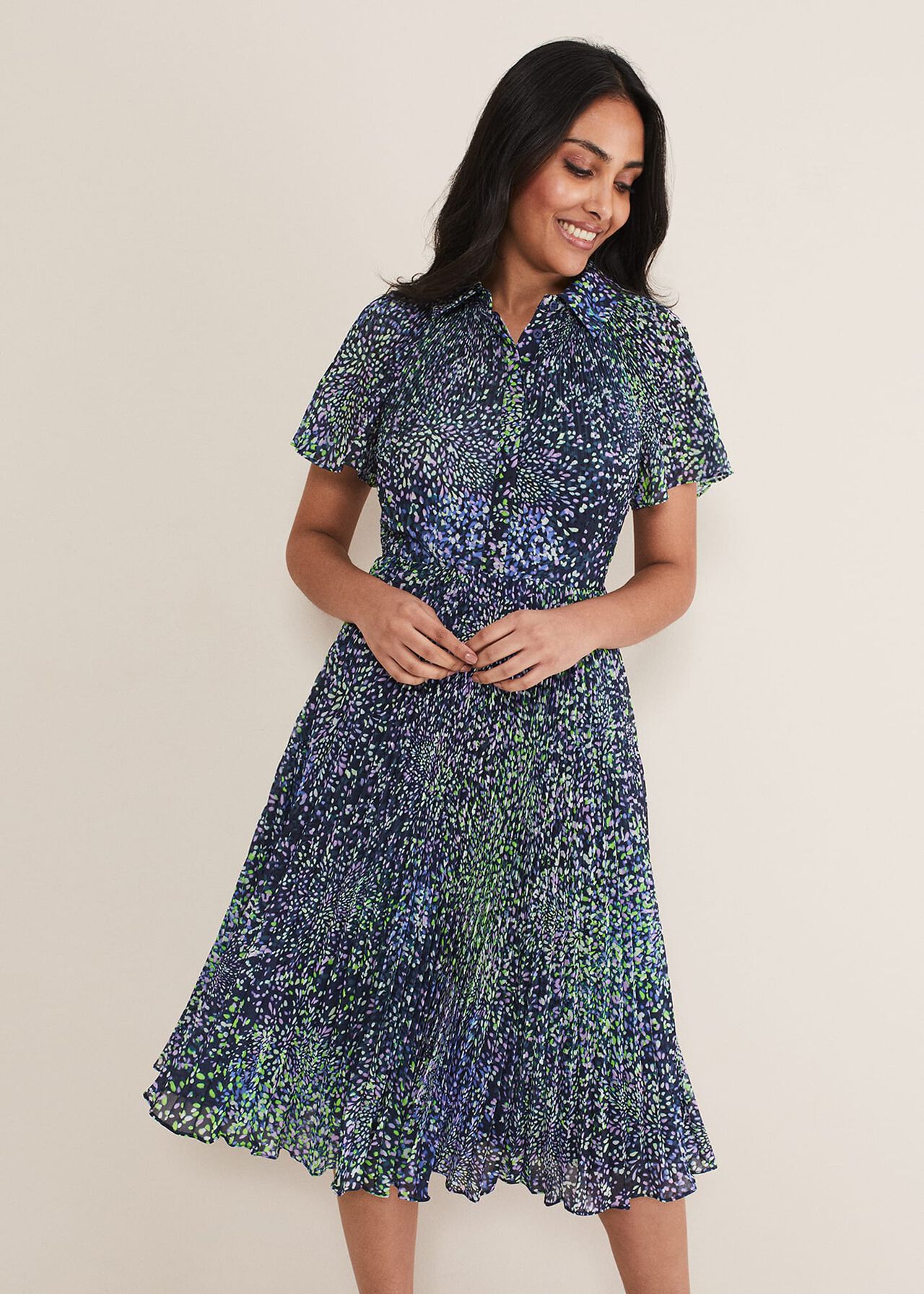 Petite Amelia Ditsy Shirt Midi Dress