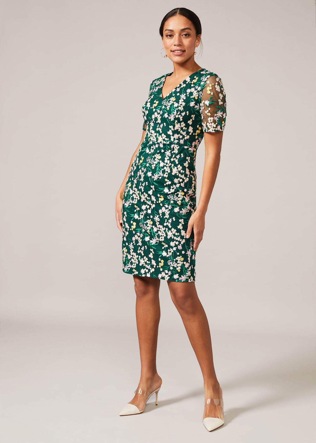 Oralie Floral Embroidered Fitted Dress