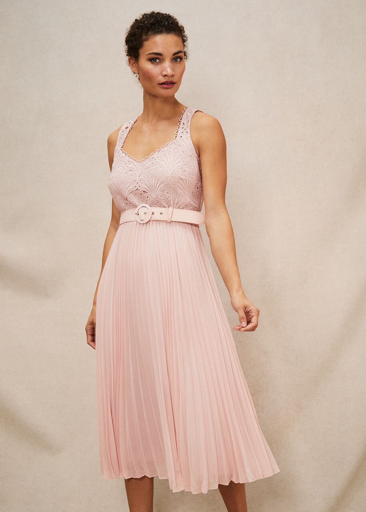 Kassidy Lace Bodice Pleat Dress