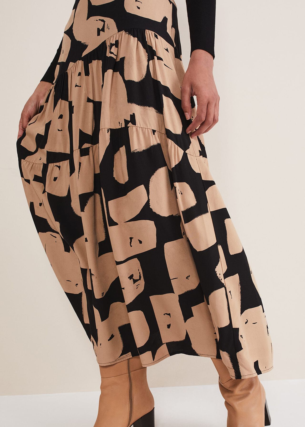 Luana Geo Print Midi Skirt