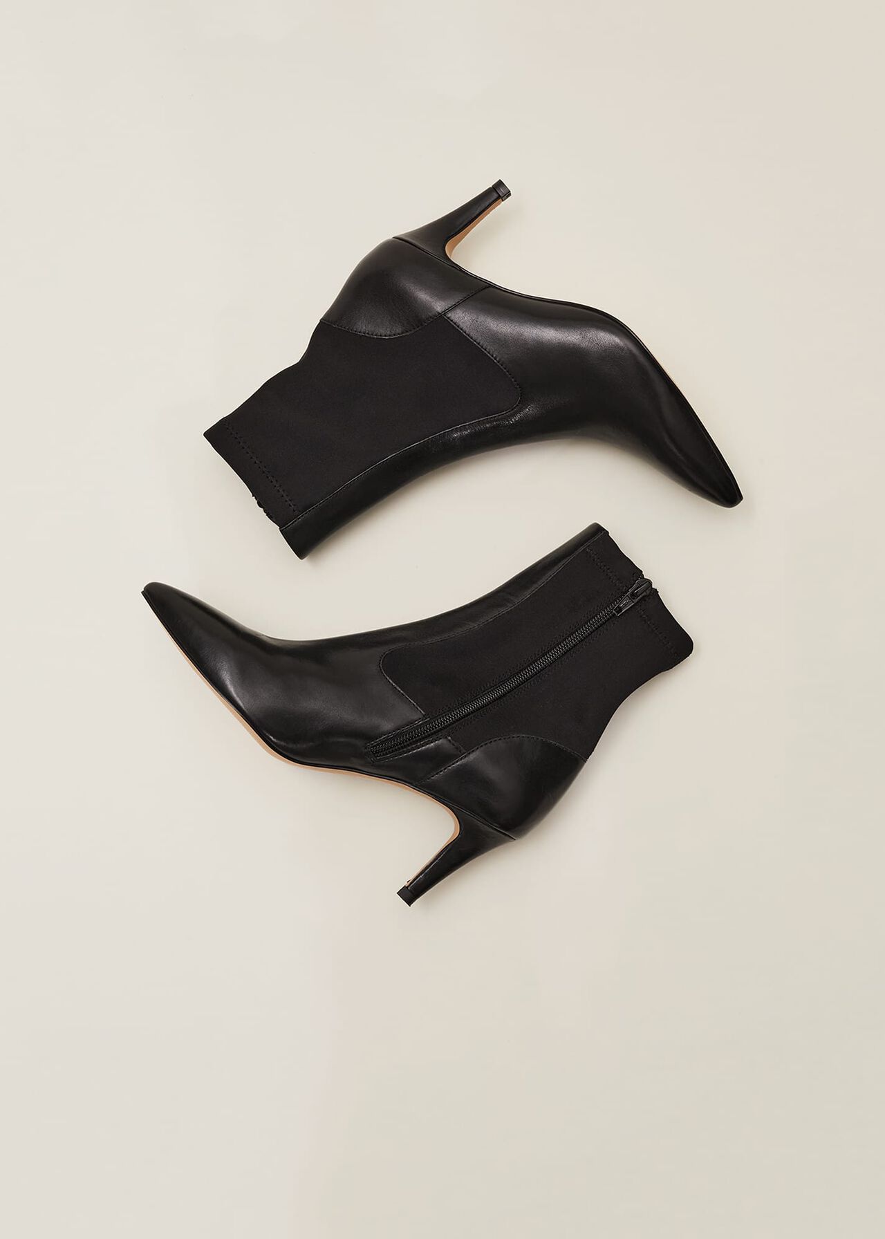 Dolly Black Leather Sock Boots