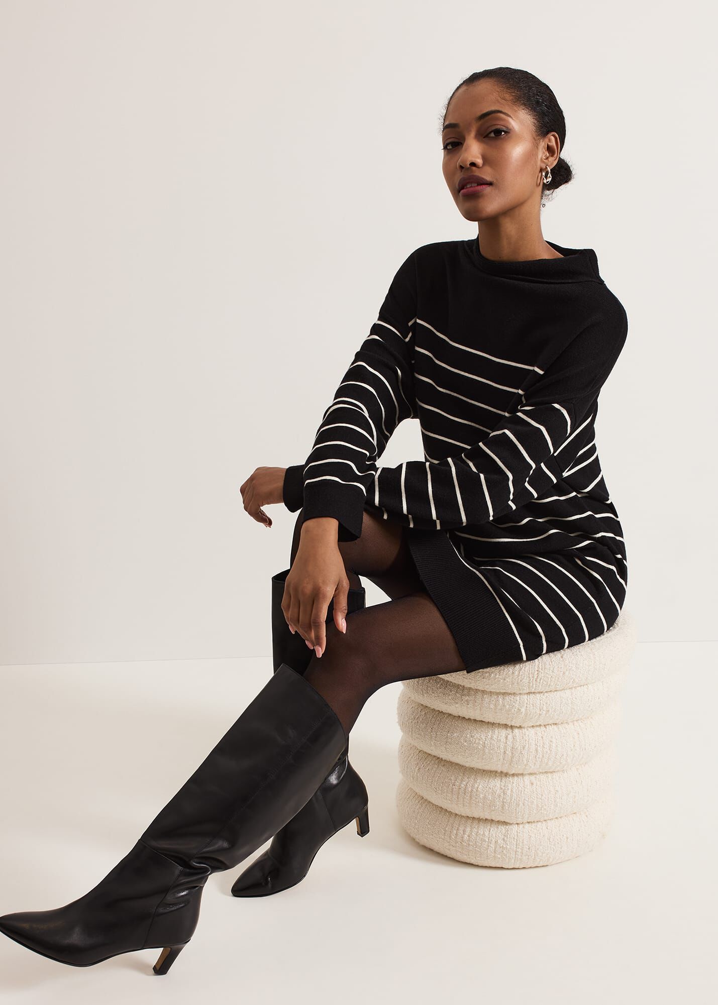 Skylar Stripe Funnel Neck Jumper Dress