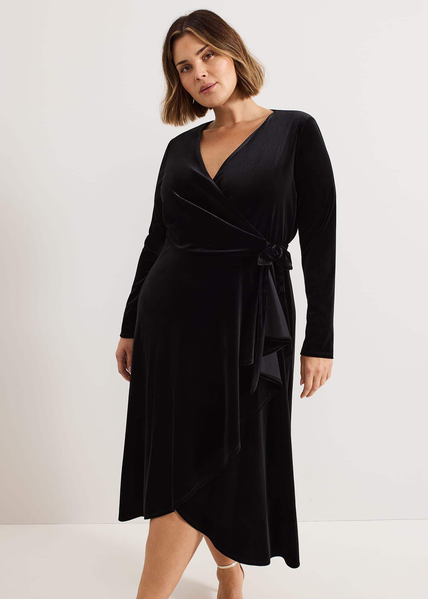 Velvet wrap dress uk on sale