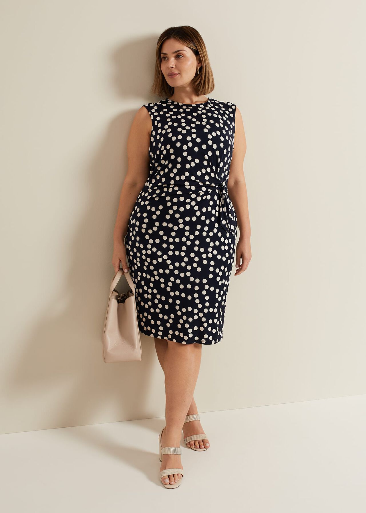 Josey Jersey Spot Bodycon Midi Dress