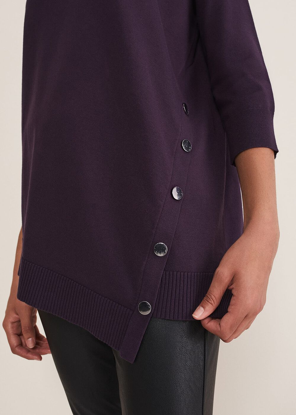 Leoni Asymmetric Button Trim Jumper