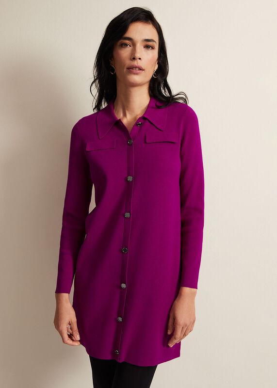 Azealia Fine Knit Collared Tunic Dress