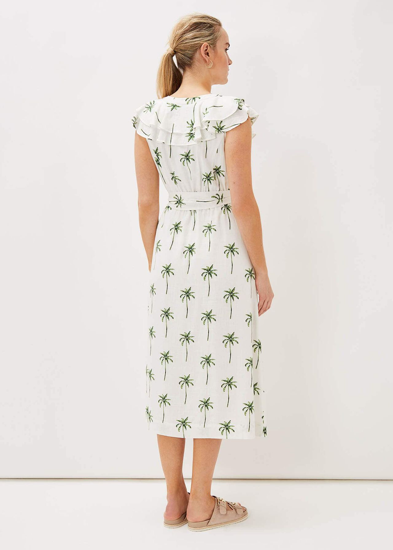 Jamilla Palm Print Midi Dress