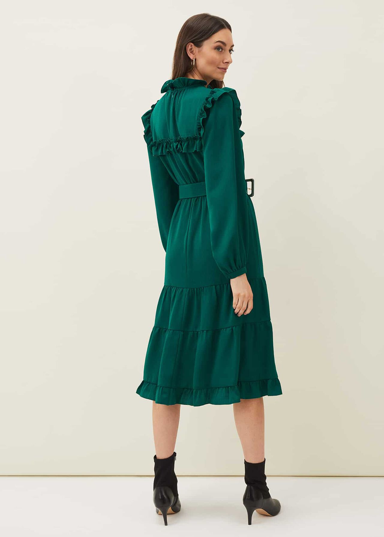Olive Frill Tiered Dress