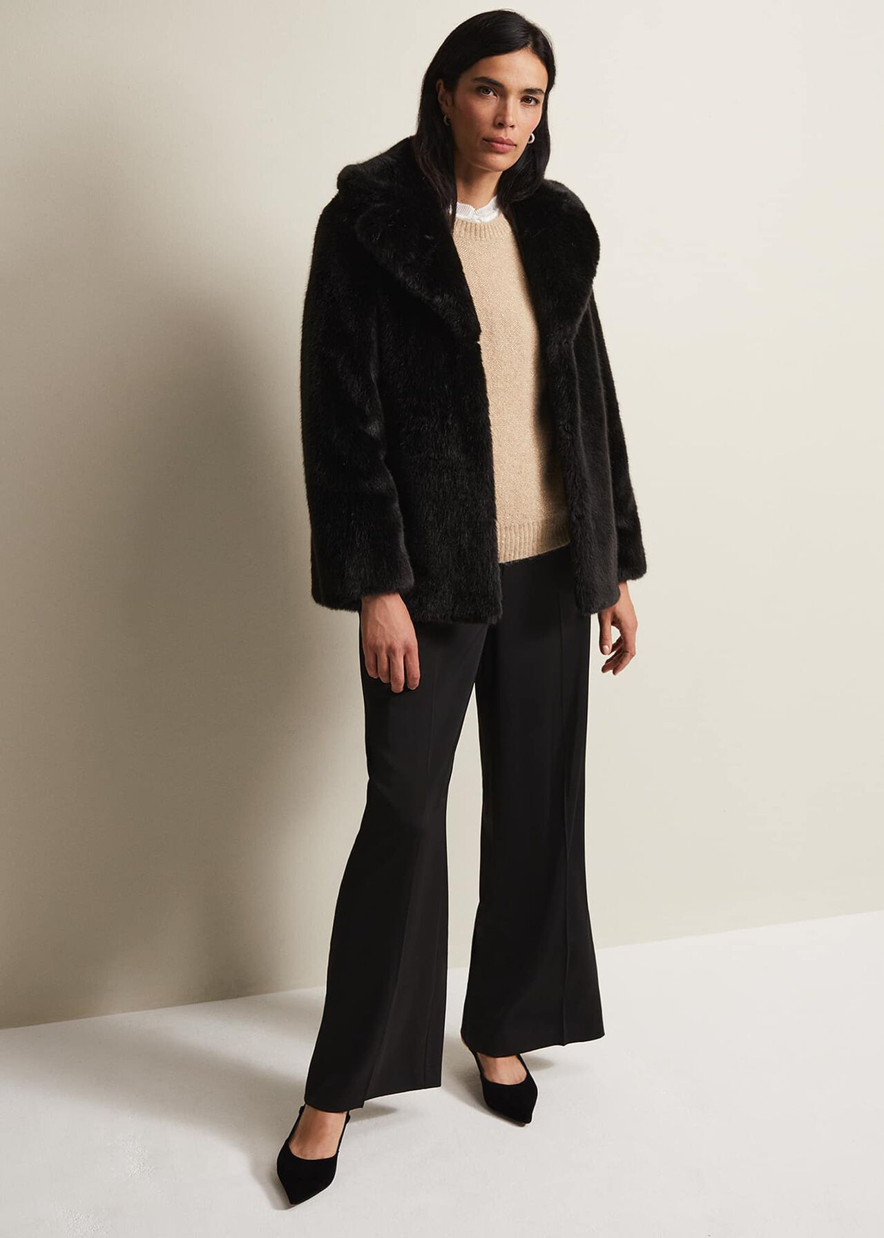 Megan Black Faux Fur Coat
