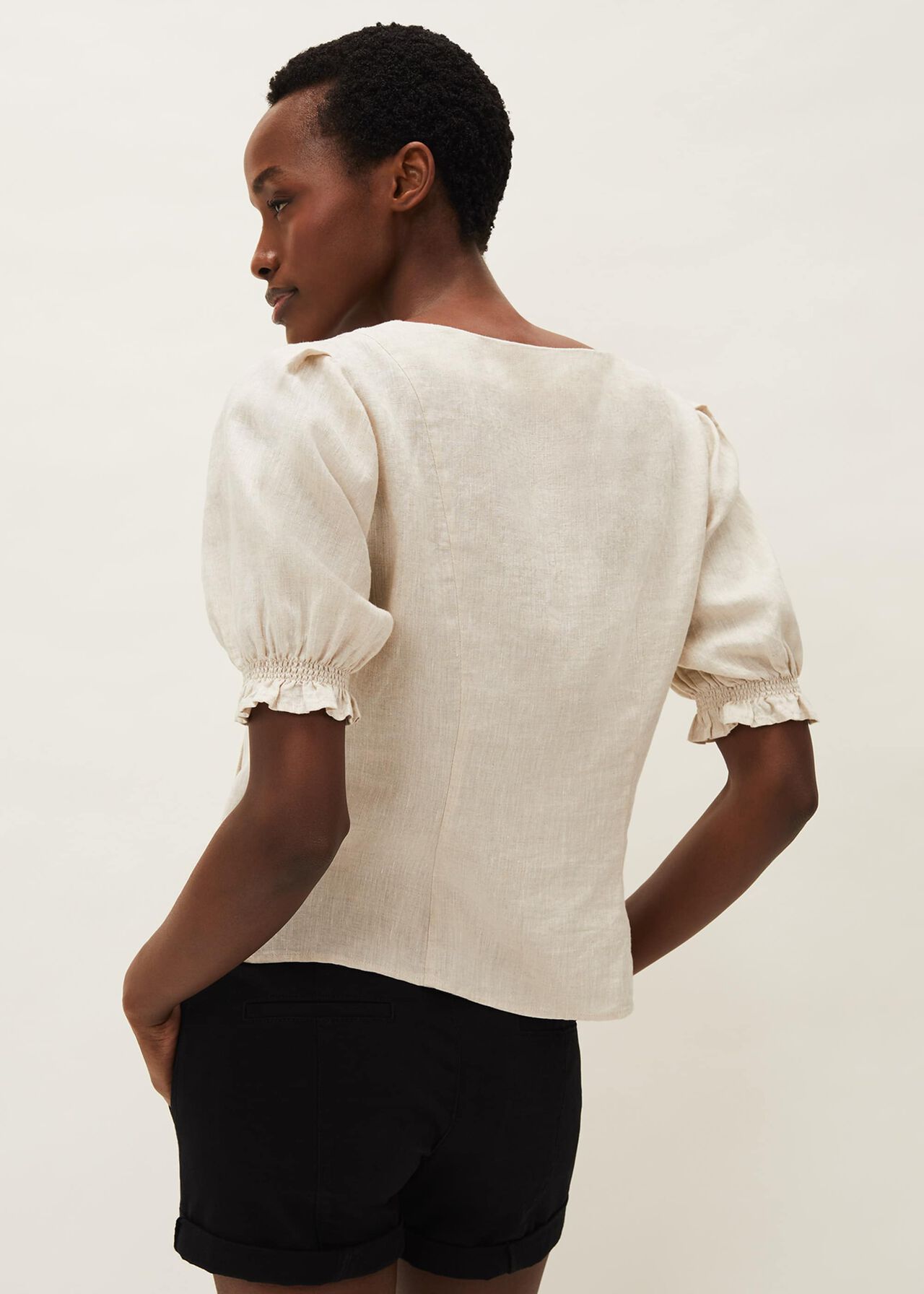 Eleta Puff Sleeve Linen Top