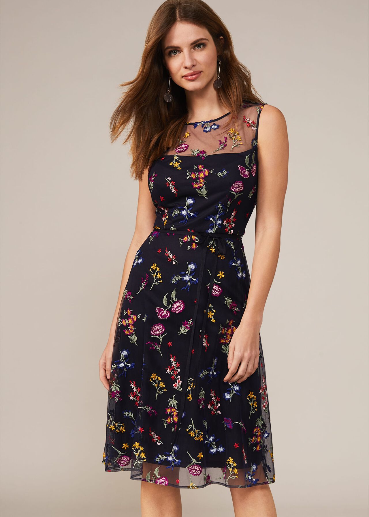 Sindy Embroidered Fit And Flare Dress