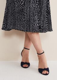 Navy Suede Open Toe Heels