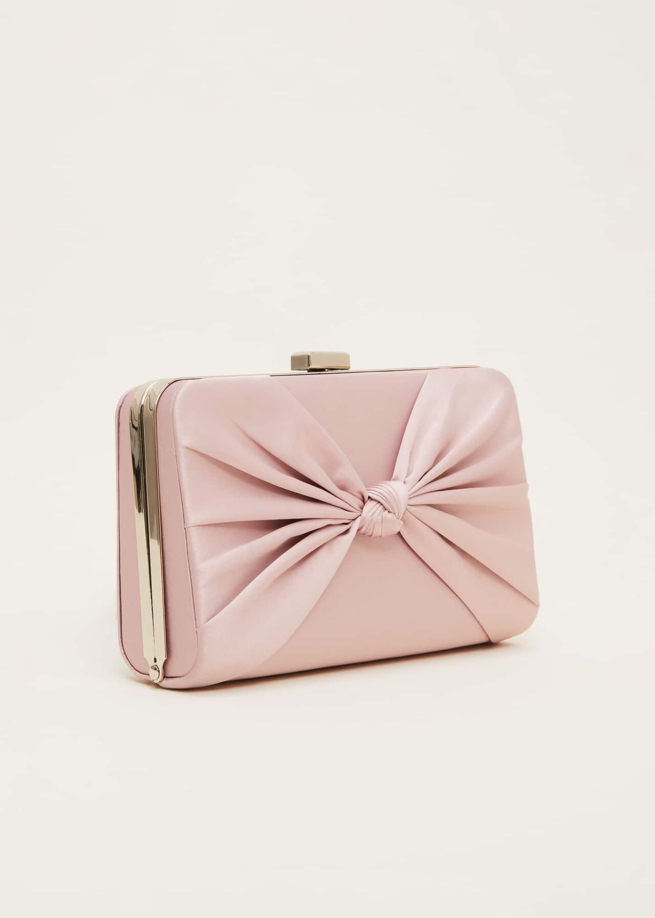 Satin Knot Front Box Clutch
