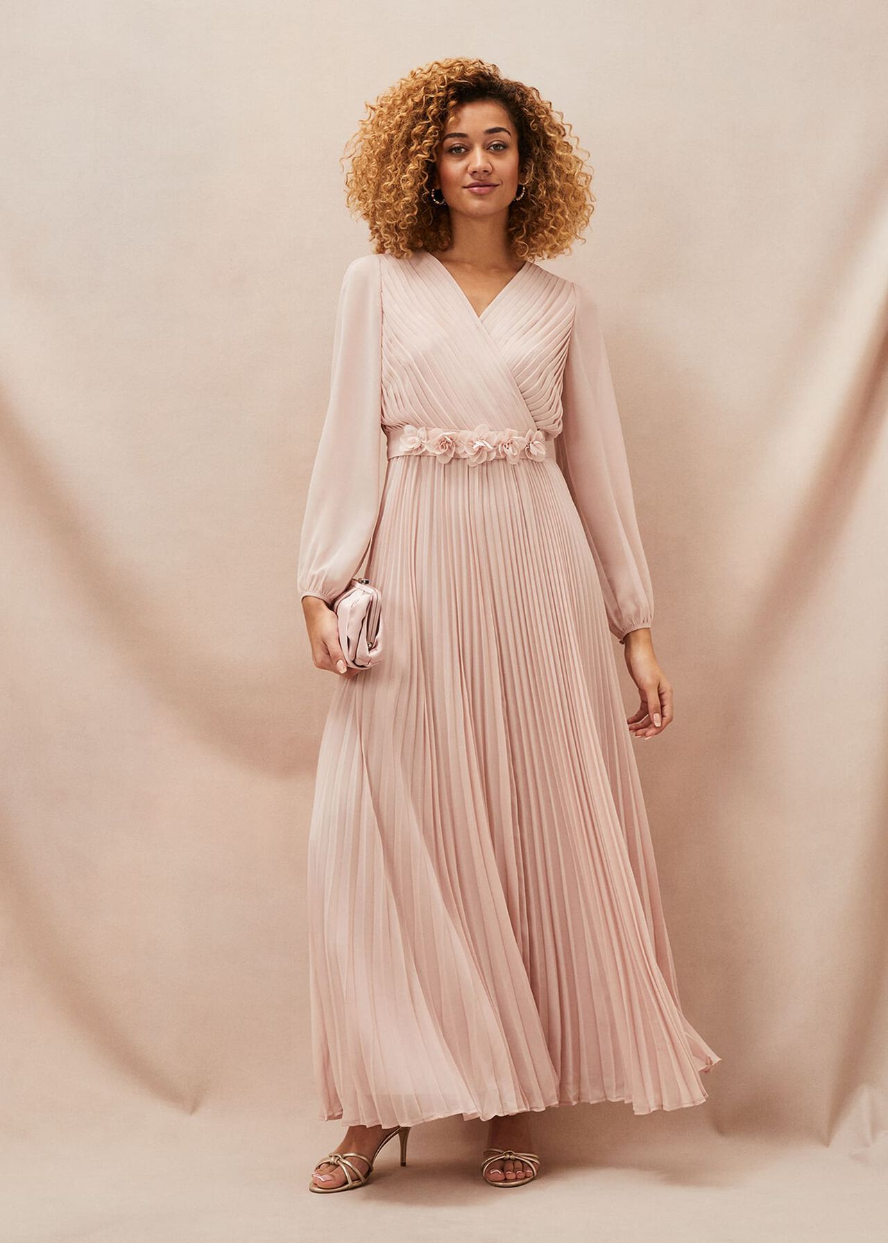 Alecia Pleated Chiffon Maxi Dress