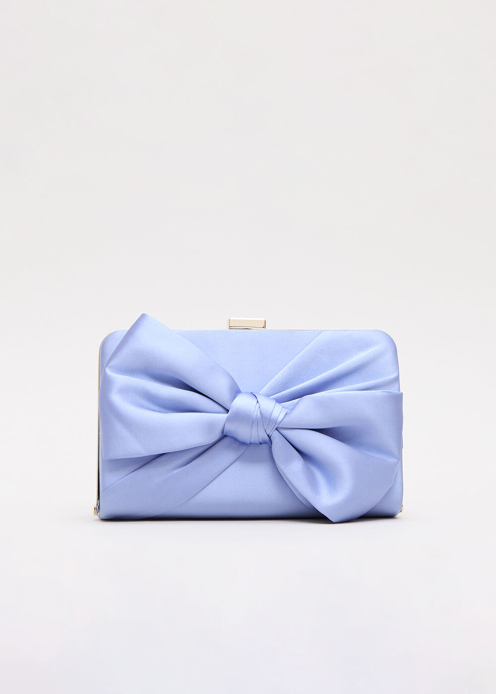 Satin Knot Front Box Clutch Bag