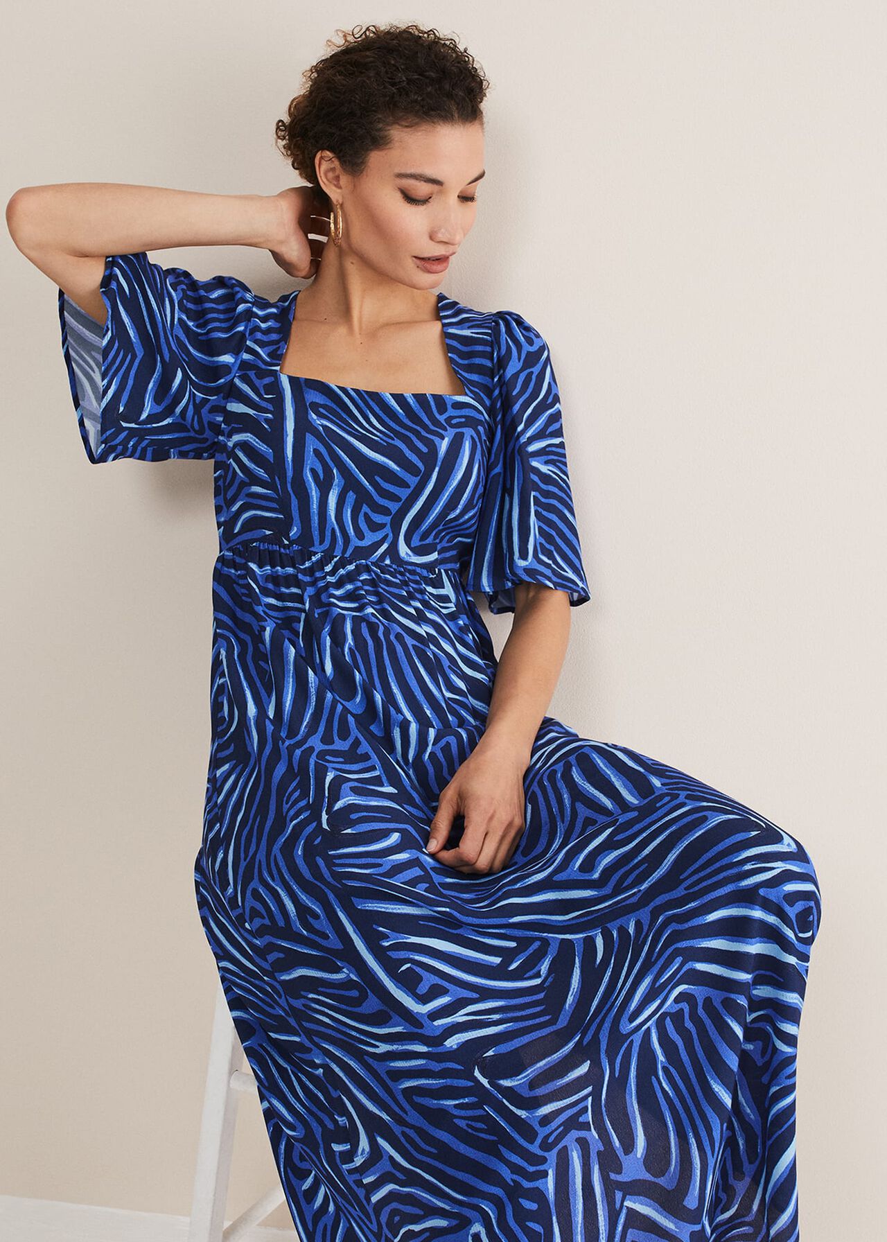 Ayesha Zebra Print Midi Dress