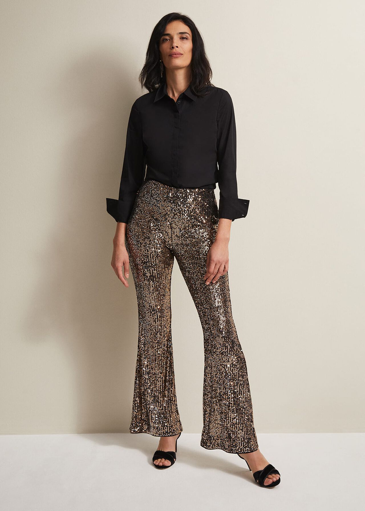 Sequin flared trousers