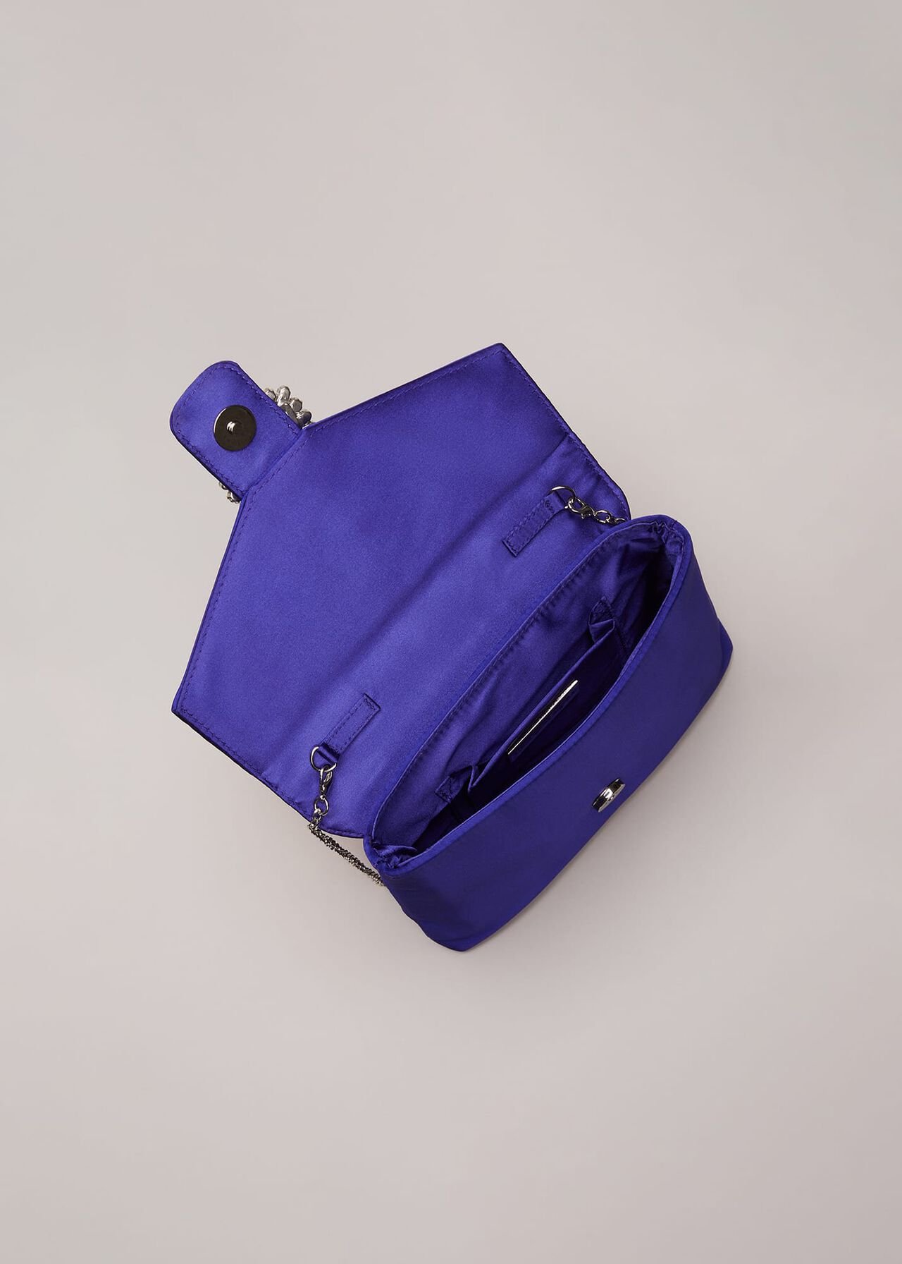 Blue Satin Clutch Bag