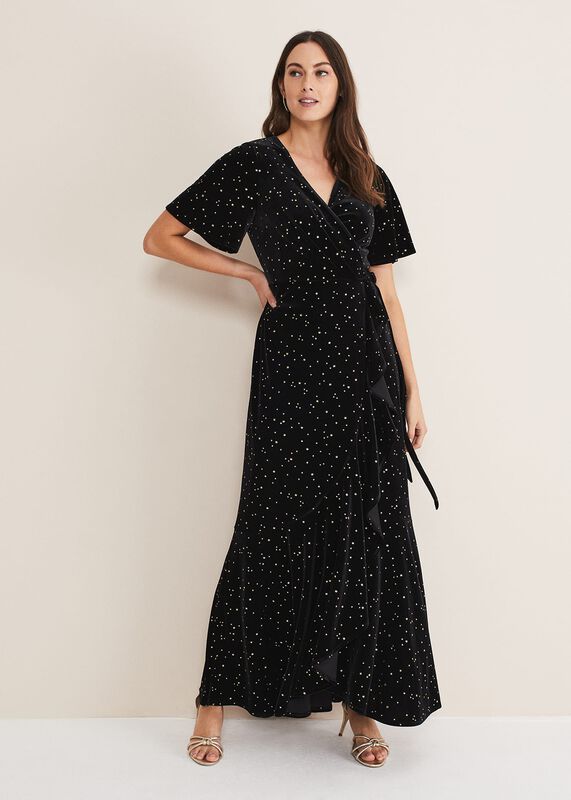 Holly Velvet Star Wrap Maxi Dress