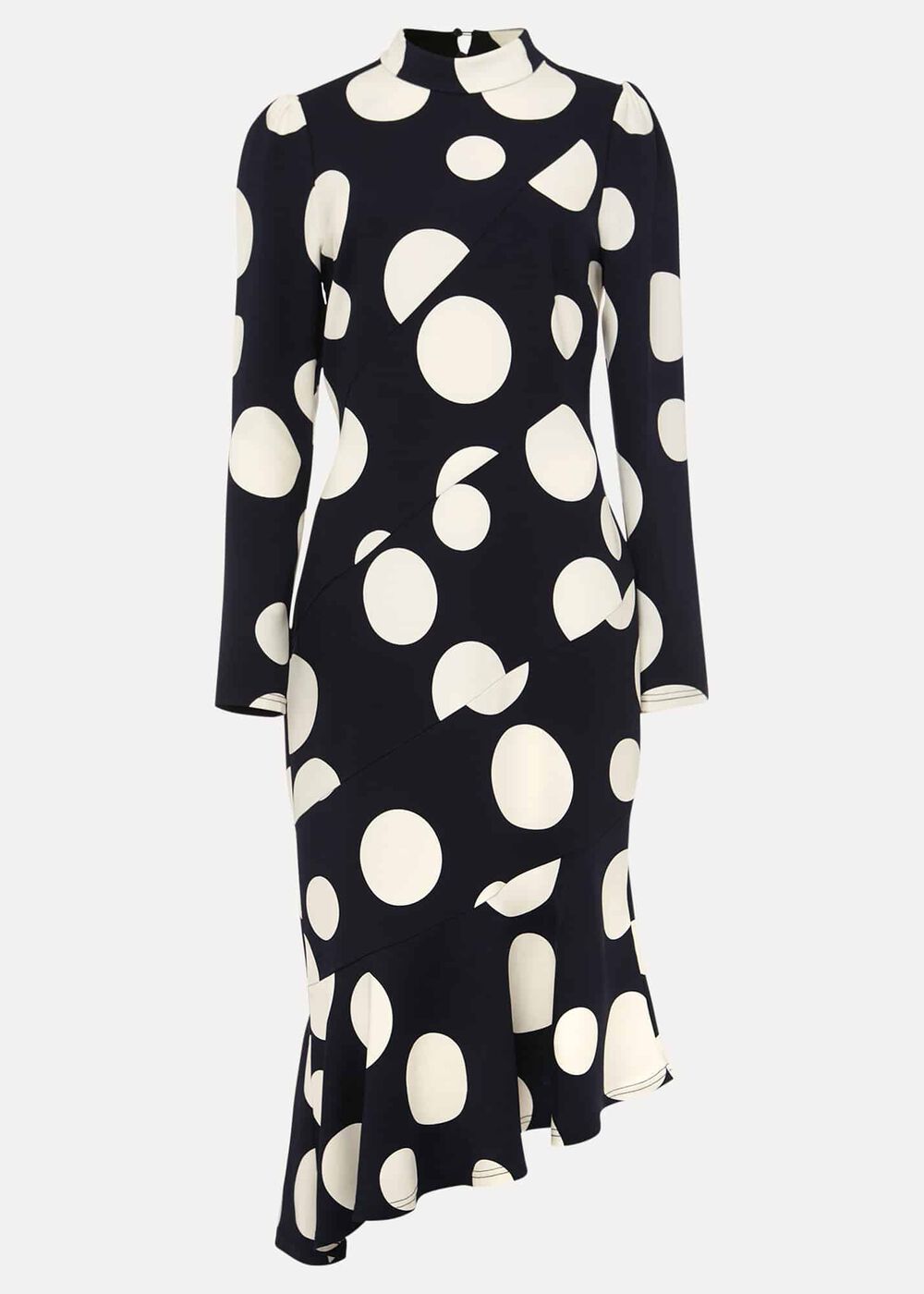 Gabi Spot Print Asymmetric Hem Dress