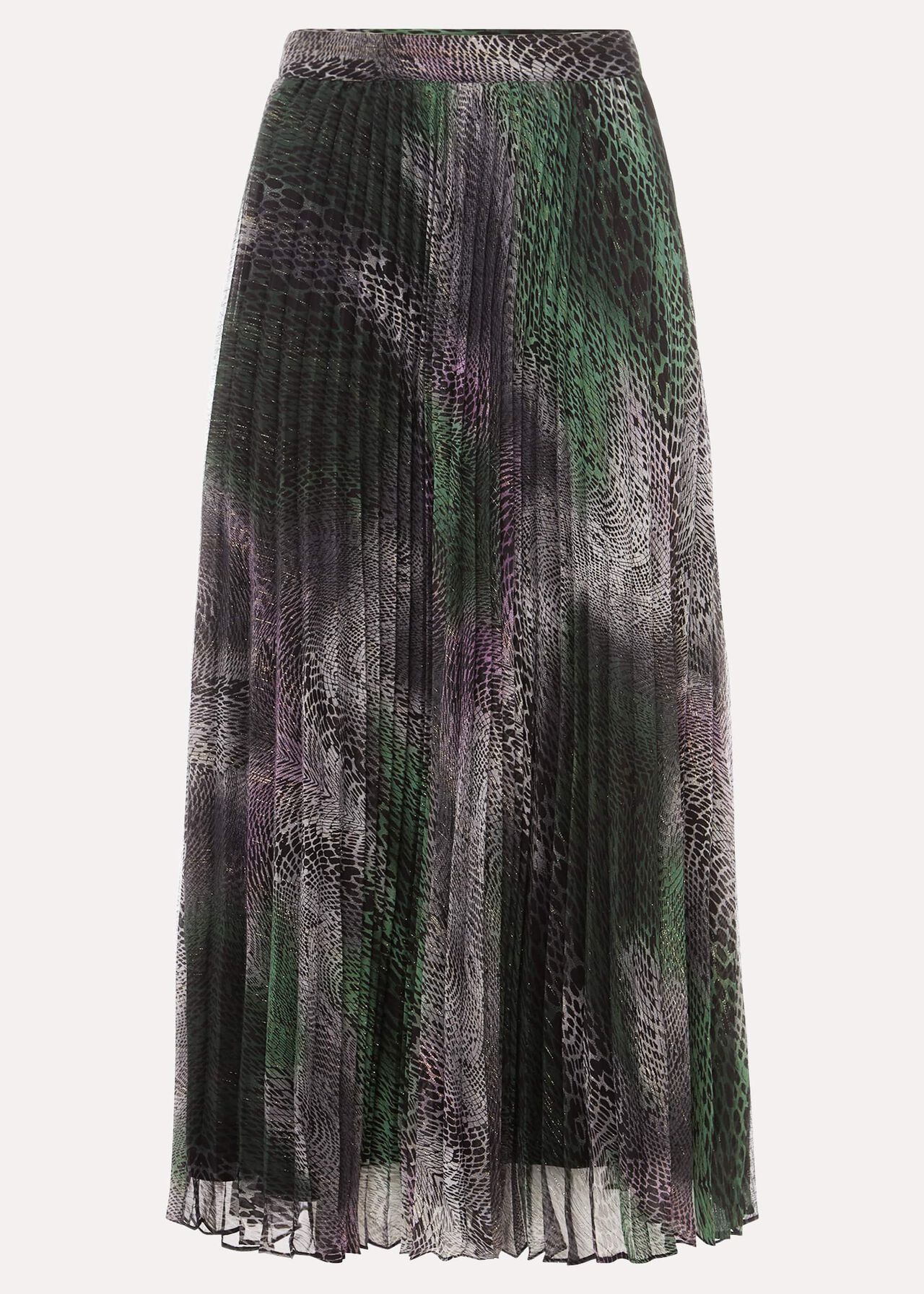 Camina Snake Print Pleated Maxi Skirt