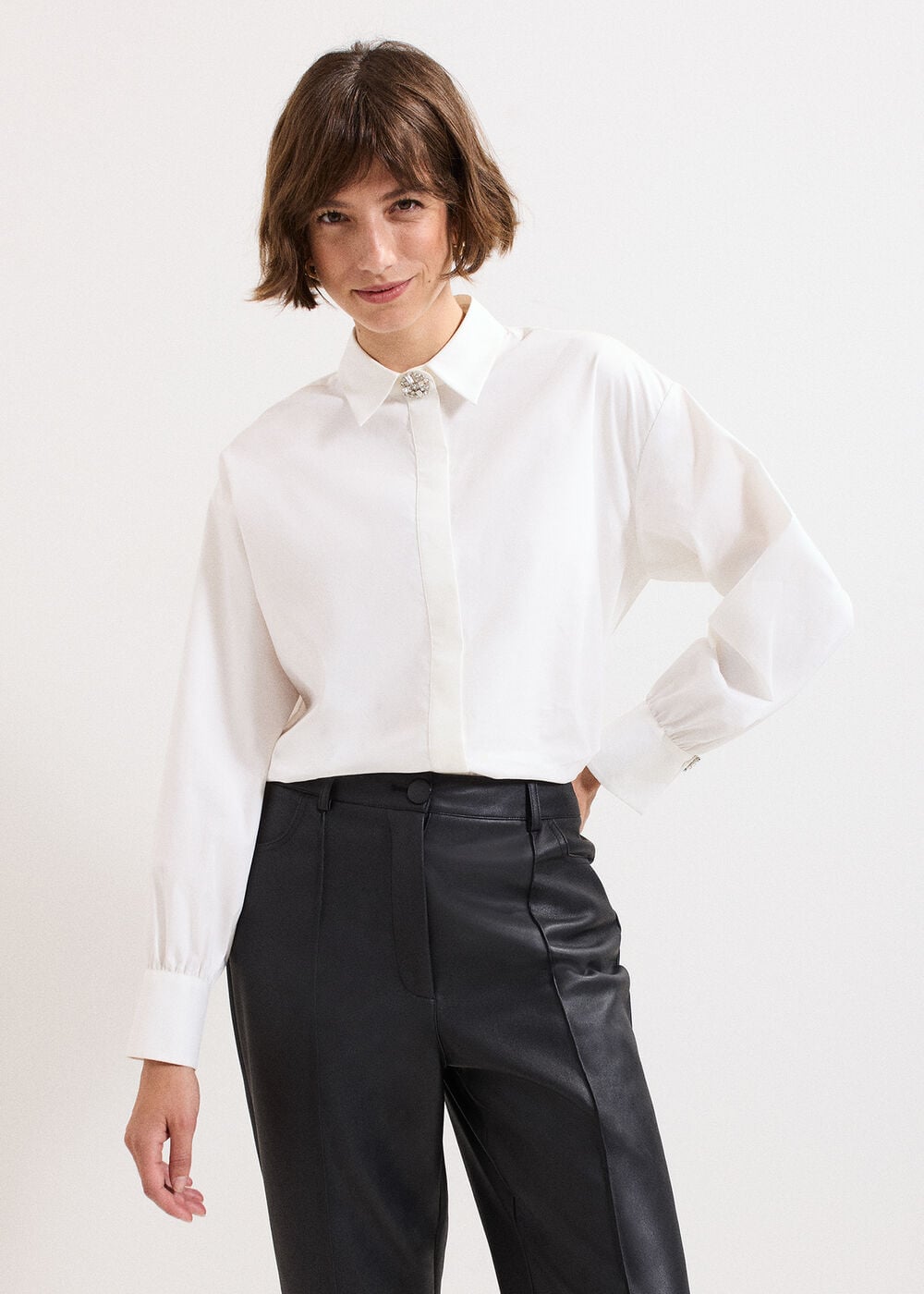 Dorothy Diamante Button White Shirt