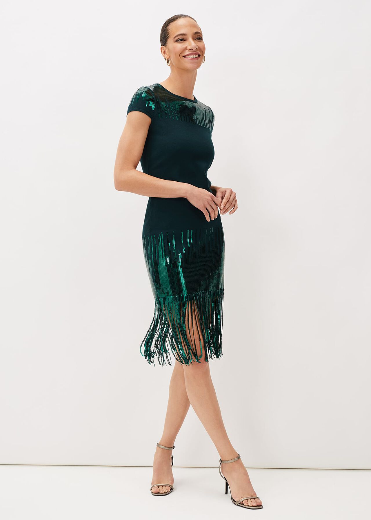 Ferne Sequin Fringe Knitted Dress