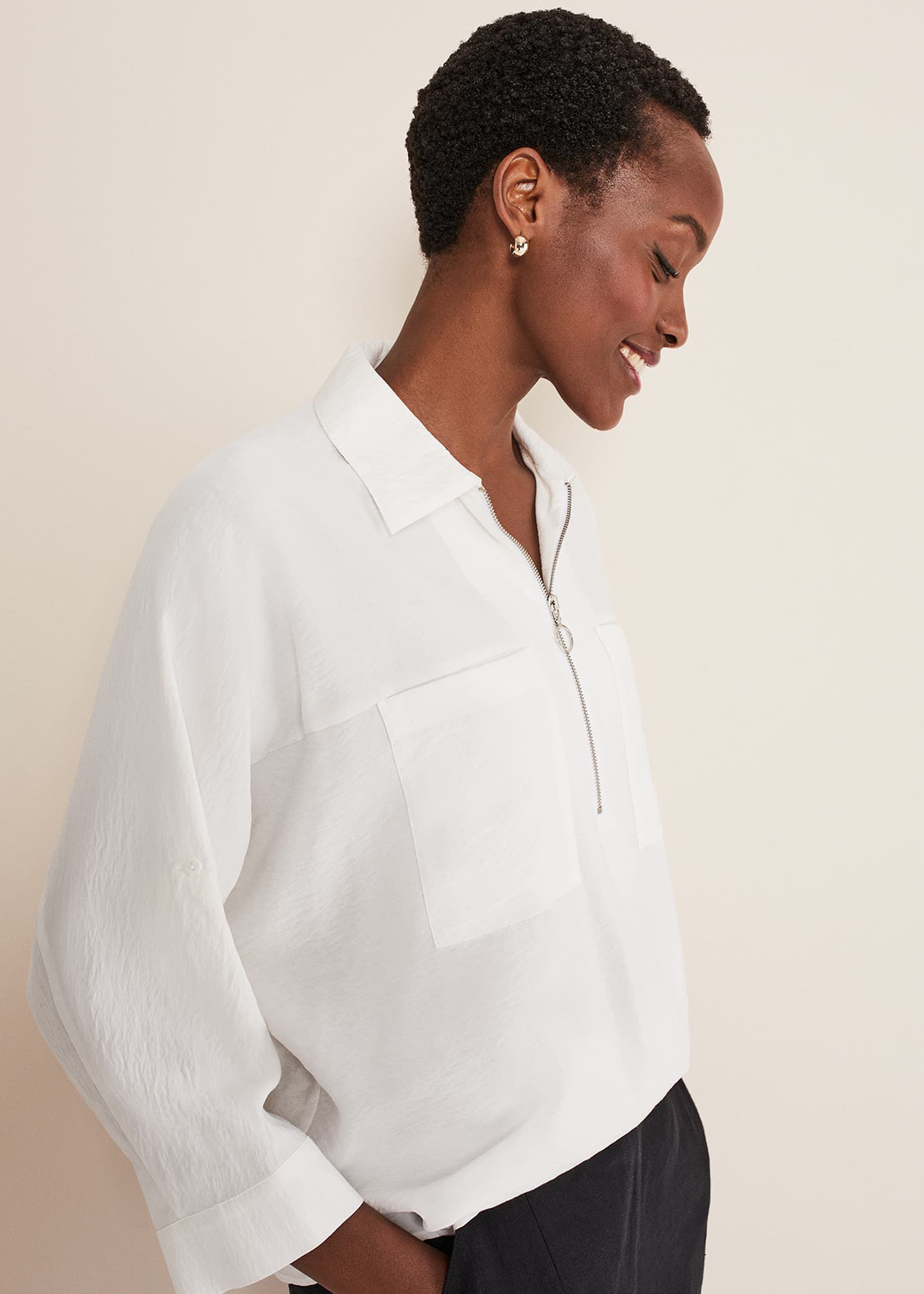 Zip front shirts hotsell women's